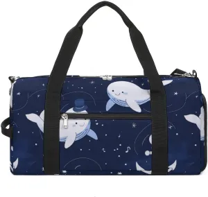 Cute Whale Anchor Pattern Sports Gym Bag for Men Women Travel Duffel Bag with Shoulder Strap