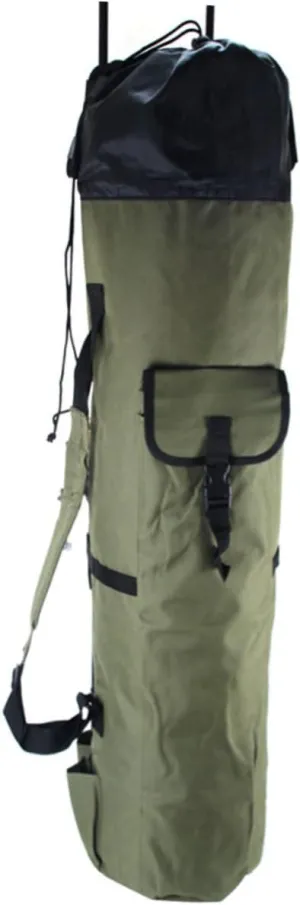 Cylindrical Fishing Rod Bag Large Capacity Storage Organizer for Outdoor Sports Lightweight Durable with Comfortable Shoulder Strap Green