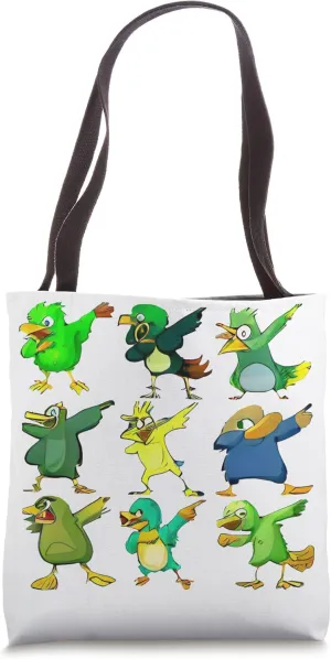 Dabbing Cartoon Birds (AI Generated Art) Funny Meme Humor Tote Bag