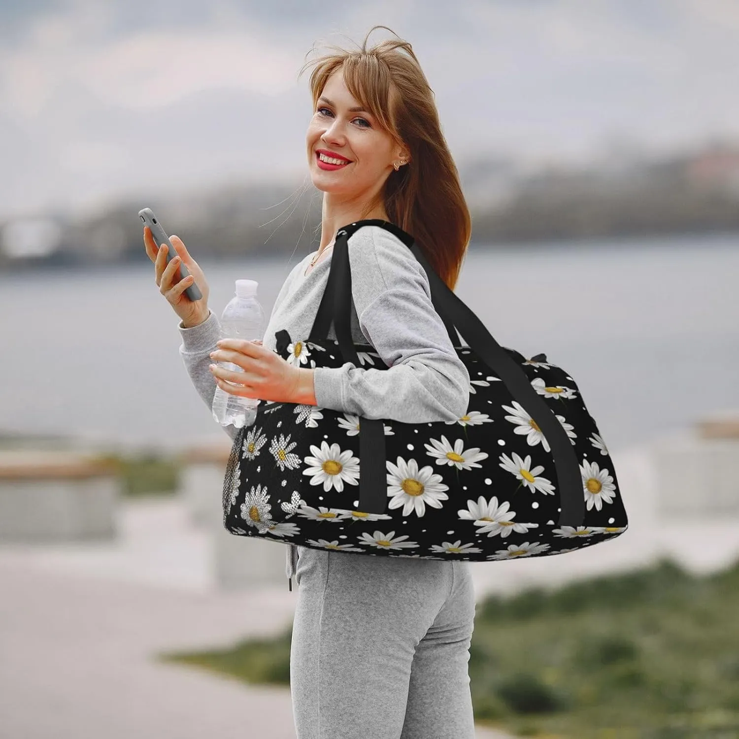 Daisies Flower Duffle Bag Foldable Travel Tote Bag Carry On Large Weekender Overnight Bags Waterproof Gym Bag For Women Men
