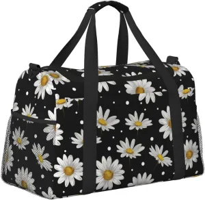 Daisies Flower Duffle Bag Foldable Travel Tote Bag Carry On Large Weekender Overnight Bags Waterproof Gym Bag For Women Men