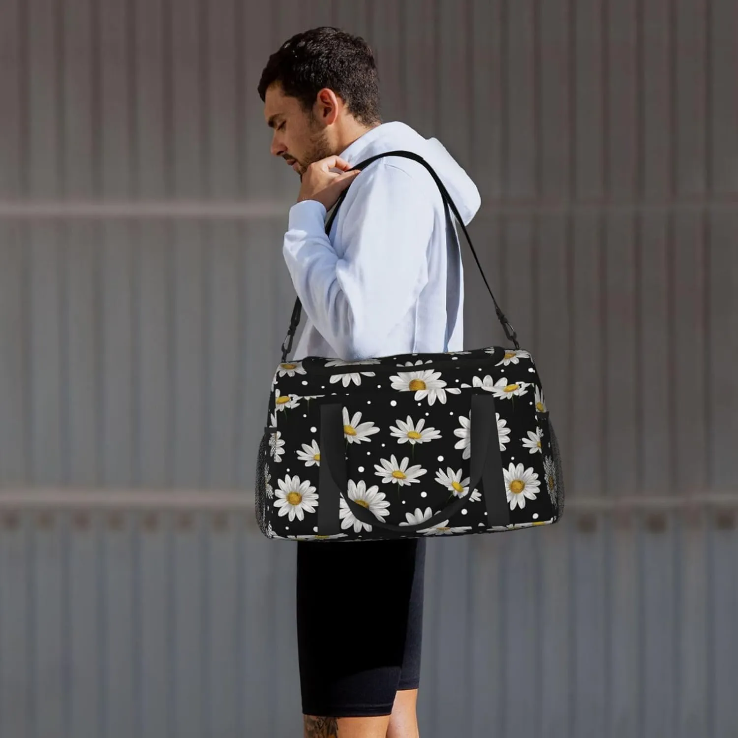Daisies Flower Duffle Bag Foldable Travel Tote Bag Carry On Large Weekender Overnight Bags Waterproof Gym Bag For Women Men