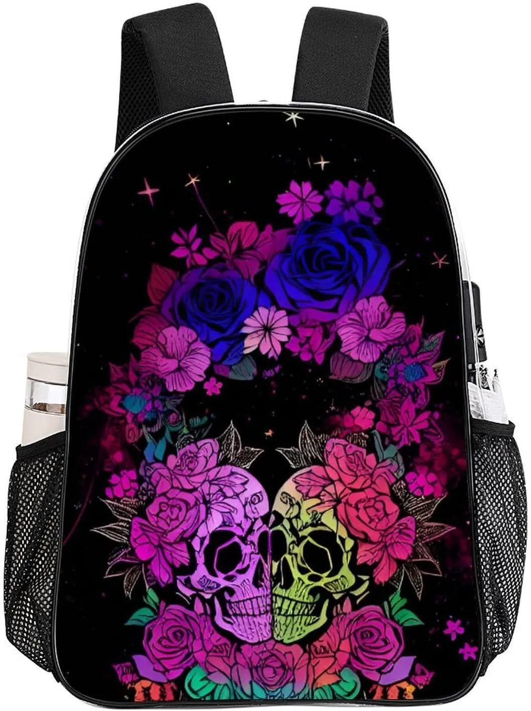 Daypack Anti-Theft Multipurpose Large Capacity Shoulder Bag - Psychedelic Skull Love Kiss Art Travel Hiking & Camping Rucksack Transparent Bag