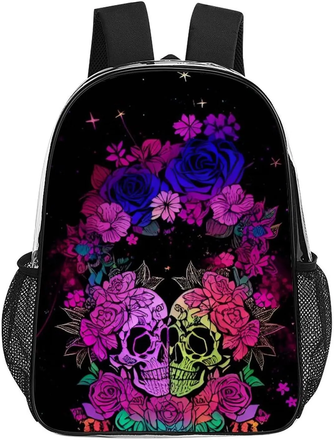 Daypack Anti-Theft Multipurpose Large Capacity Shoulder Bag - Psychedelic Skull Love Kiss Art Travel Hiking & Camping Rucksack Transparent Bag