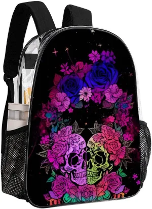 Daypack Anti-Theft Multipurpose Large Capacity Shoulder Bag - Psychedelic Skull Love Kiss Art Travel Hiking & Camping Rucksack Transparent Bag