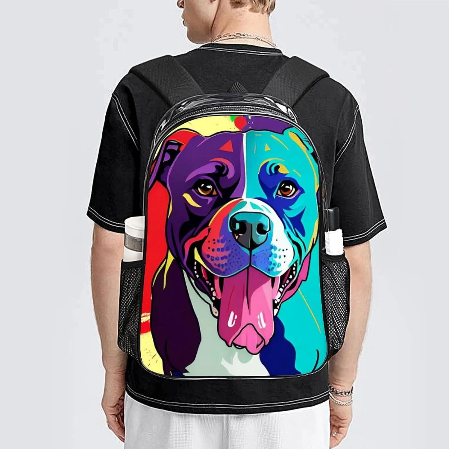 Daypack Backpack Anti-Theft Multipurpose Big Capacity Bookbag - American Pit Bull Terrier Dog Art Business Computer Bag Transparent Bag
