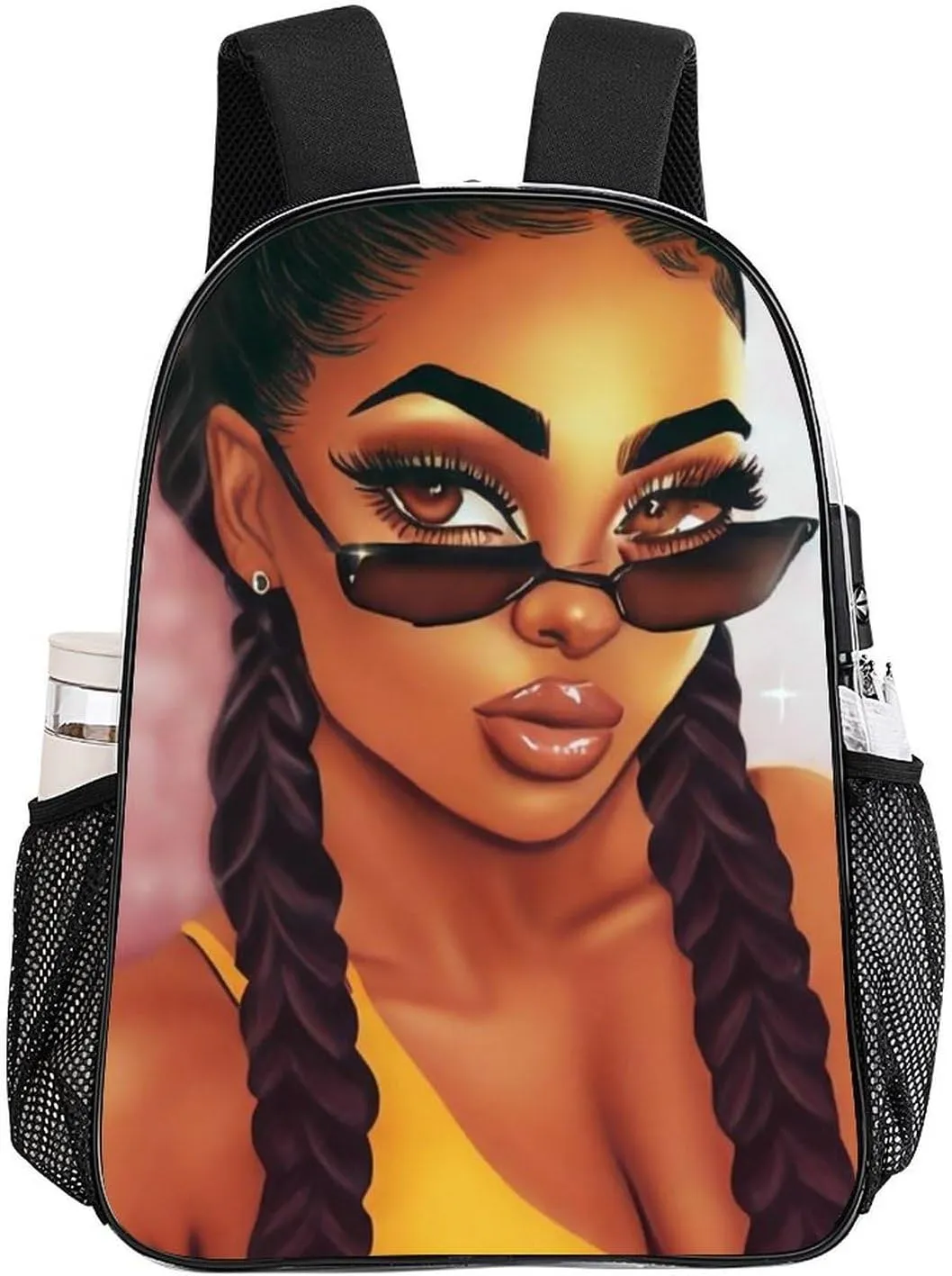 Daypack Bookbag Multipurpose Anti-Theft Big Capacity Carry On Bag - Abstract Fashion Black Women Art African American Women Art Travel Hiking & Camping Rucksack Transparent Bag