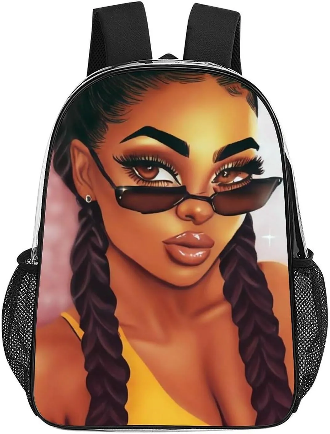 Daypack Bookbag Multipurpose Anti-Theft Big Capacity Carry On Bag - Abstract Fashion Black Women Art African American Women Art Travel Hiking & Camping Rucksack Transparent Bag