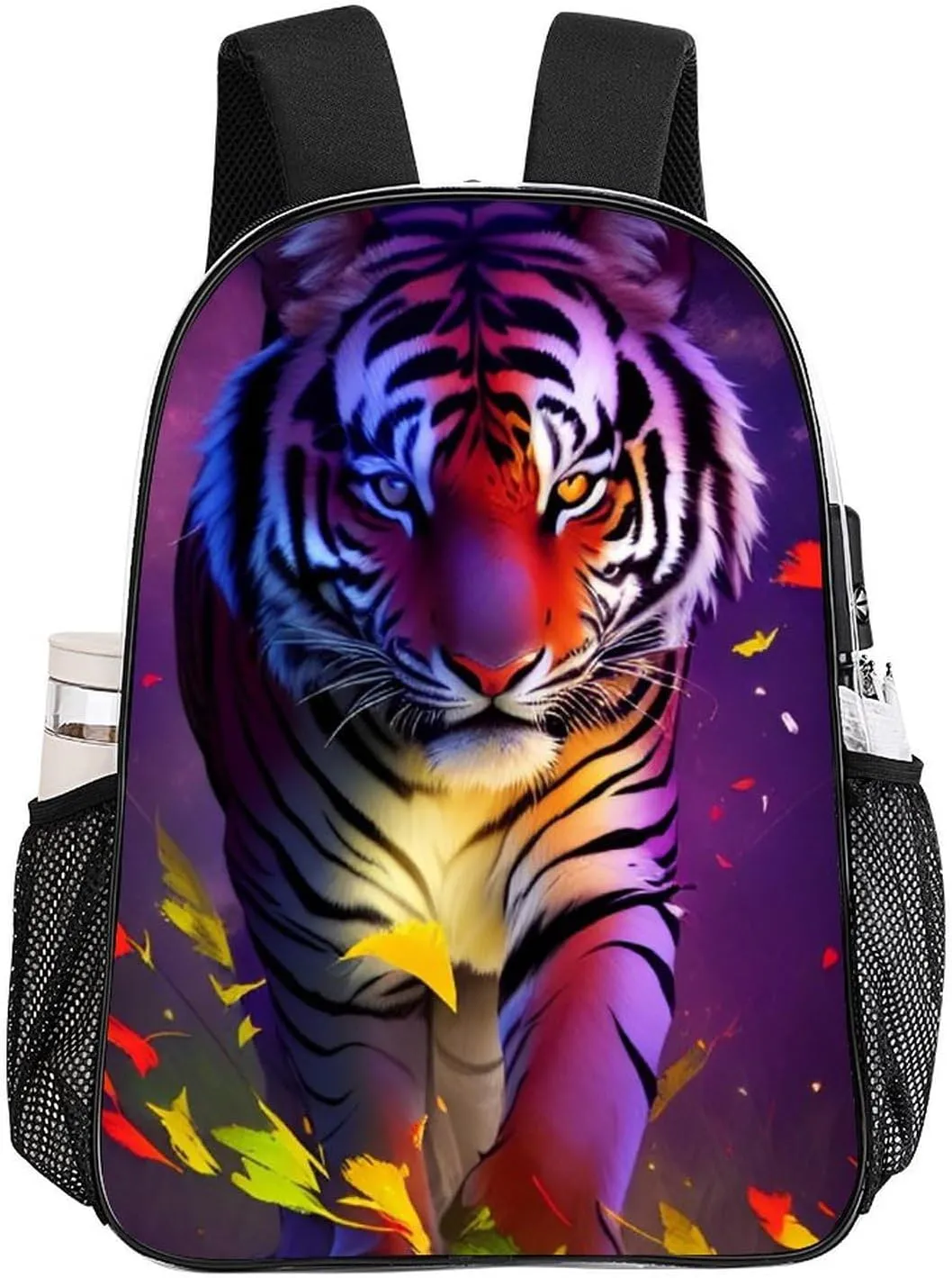 Daypack Bookbag Multipurpose Anti-Theft Big Capacity Carry On Bag - Beautiful Wild Animal Tiger Abstract Art Travel Hiking & Camping Rucksack Transparent Bag