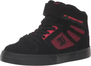 DC Boy's Pure High Top Ev Skate Shoes with Ankle Strap and Elastic Laces