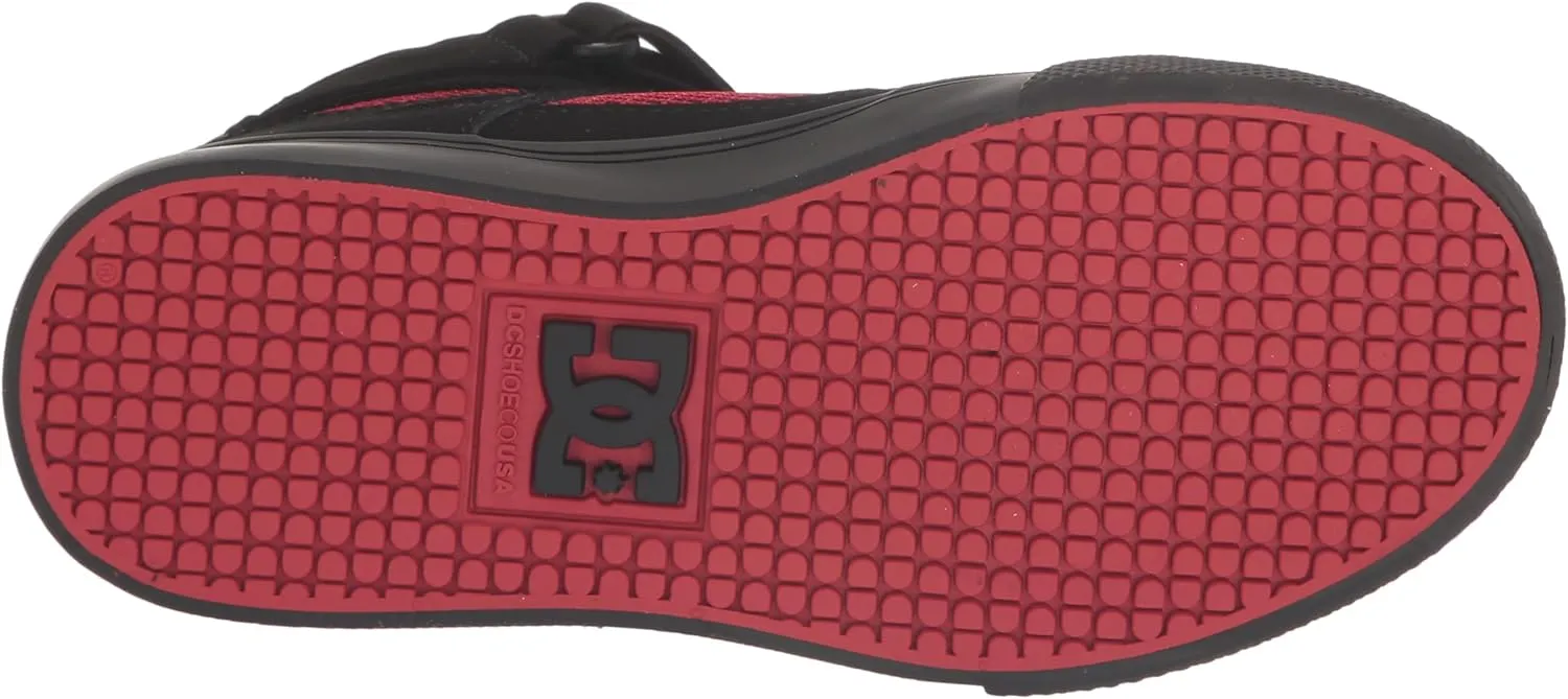 DC Boy's Pure High Top Ev Skate Shoes with Ankle Strap and Elastic Laces
