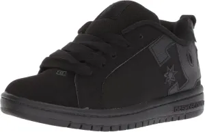 DC Court Graffik Low Top Skate Shoe Sneaker, Black/Black, 5 US Unisex Big Kid