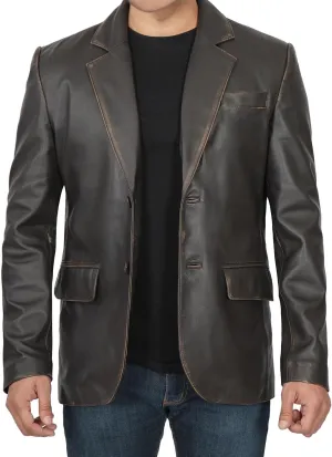 Decrum Leather Blazer for Men - Real Lambskin Coat Style Casual Mens Blazer Jacket
