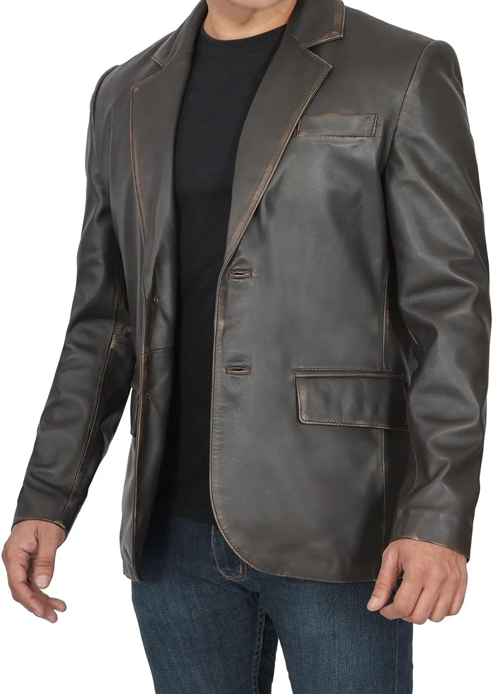 Decrum Leather Blazer for Men - Real Lambskin Coat Style Casual Mens Blazer Jacket