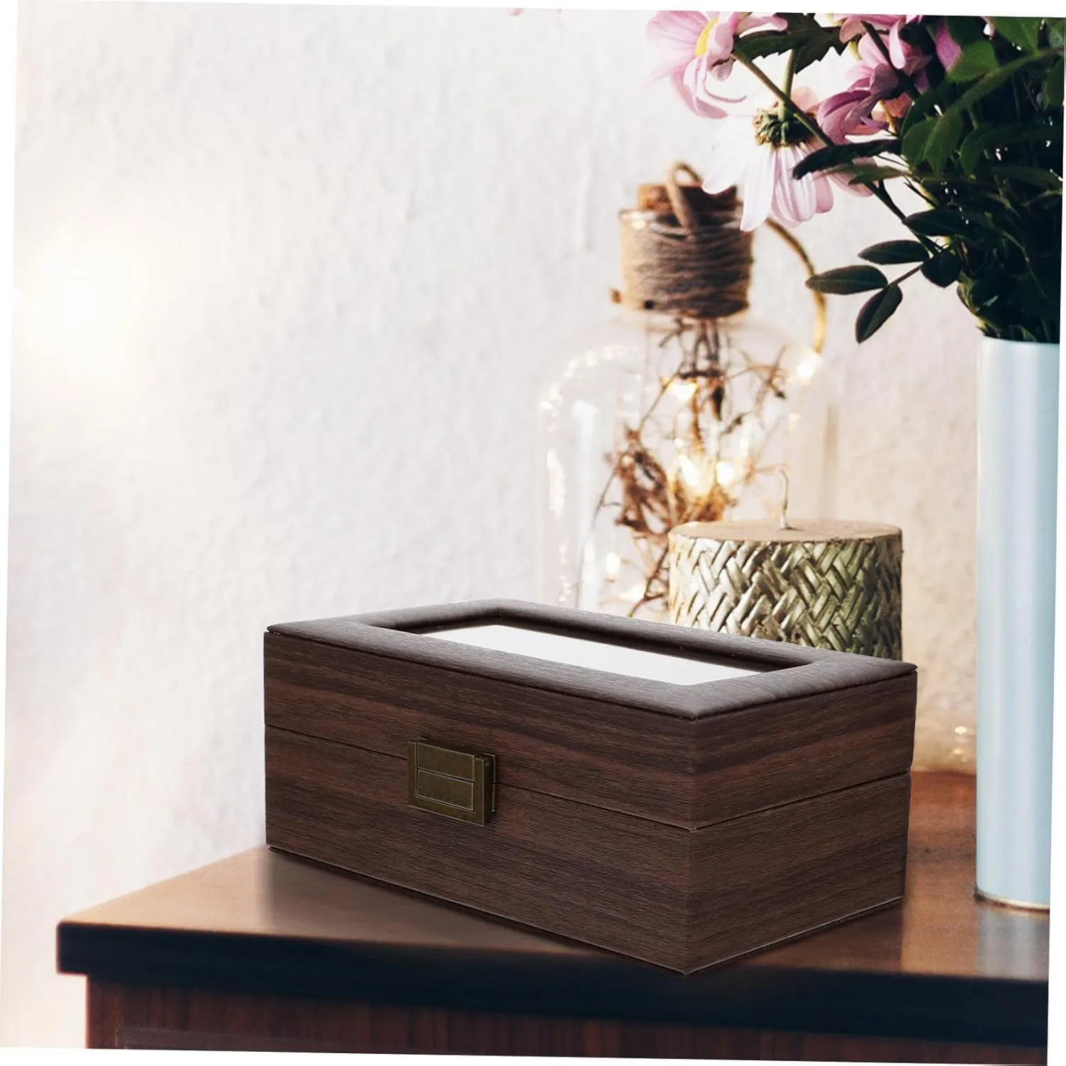 Desktop Wood Watch Box Elegant Watch Display Case for Women Bracelet Organizer Stylish Storage for Jewelry for Home Travel