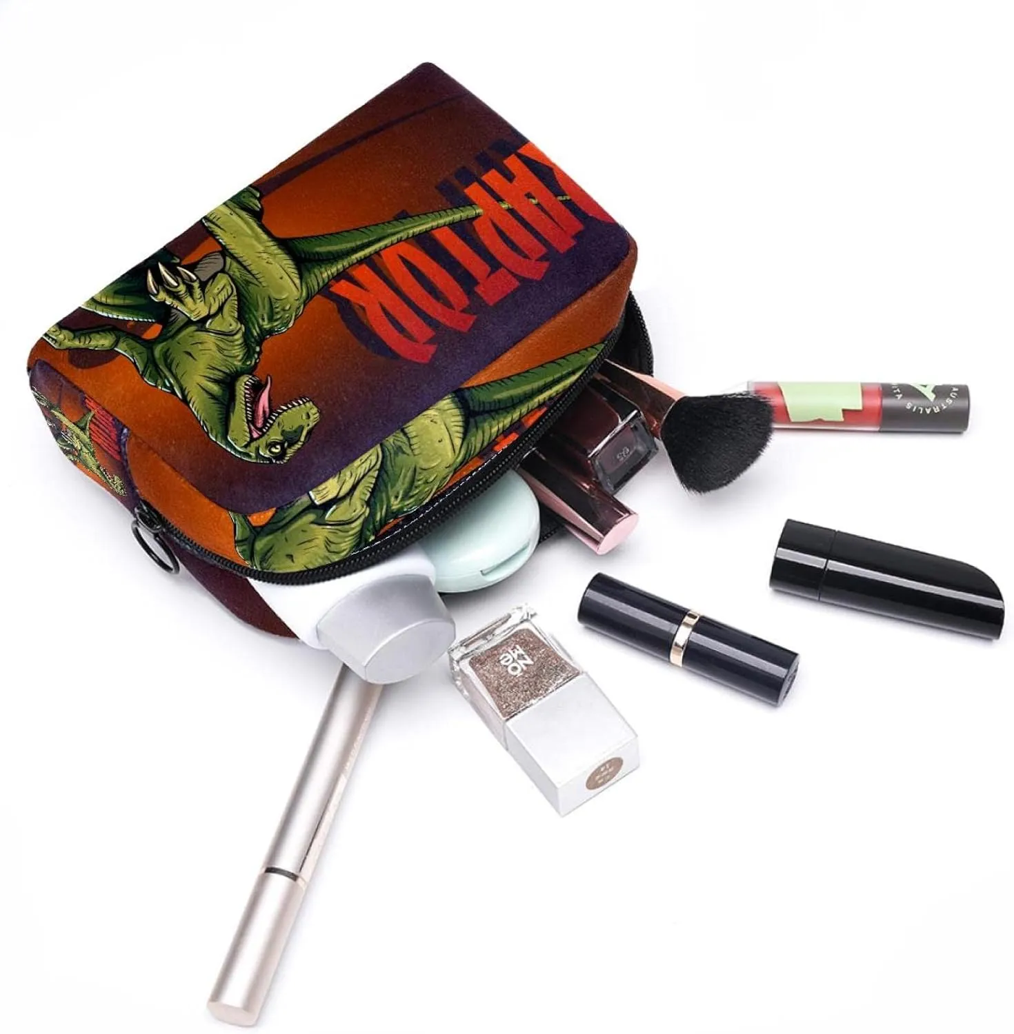 Dinosaur Animal Small Makeup Bag for Purse, Portable Cosmetic Bag Zipper Makeup Pouch for Women, Stationery, Toiletries, Travel Accessories