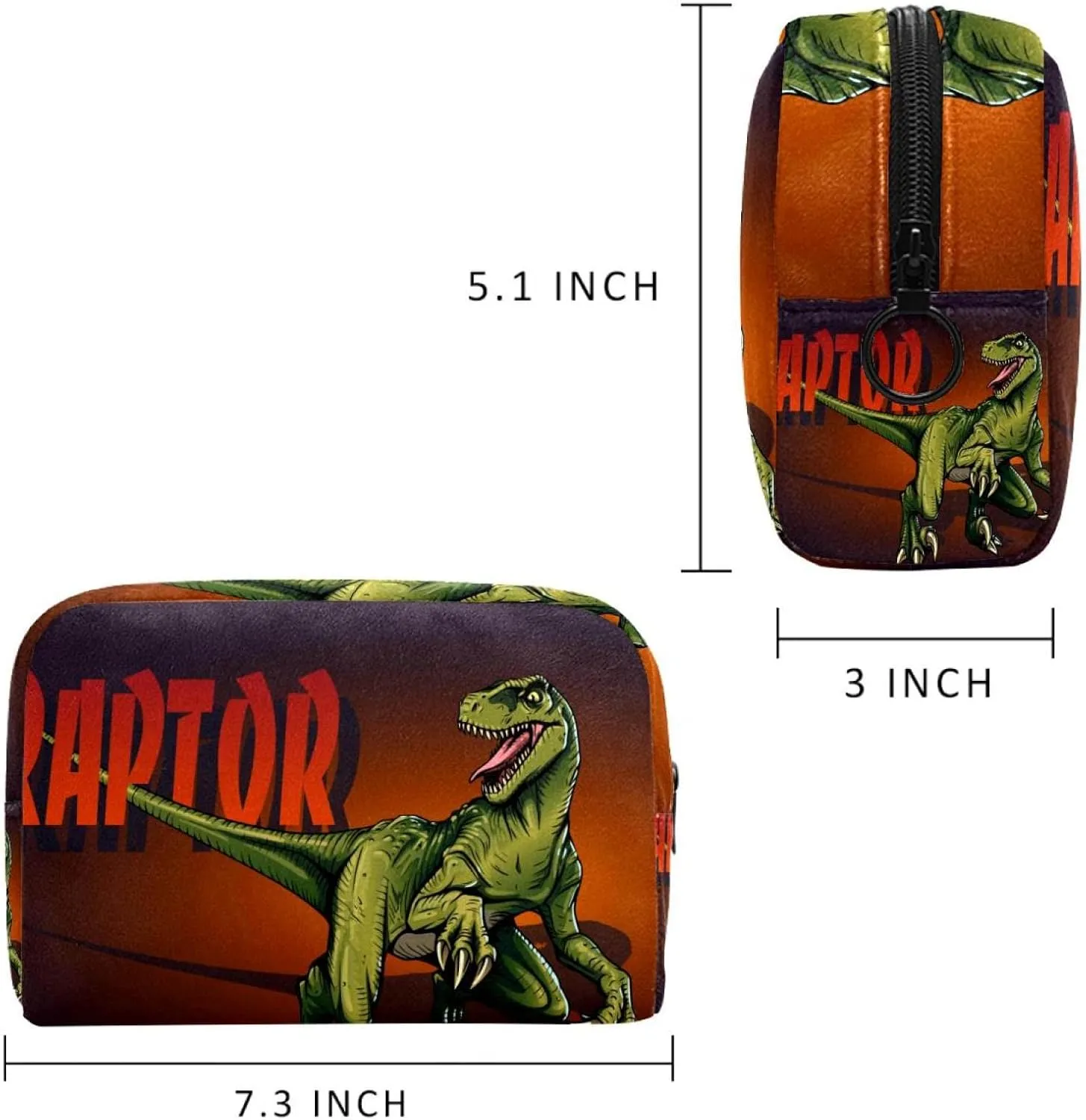 Dinosaur Animal Small Makeup Bag for Purse, Portable Cosmetic Bag Zipper Makeup Pouch for Women, Stationery, Toiletries, Travel Accessories