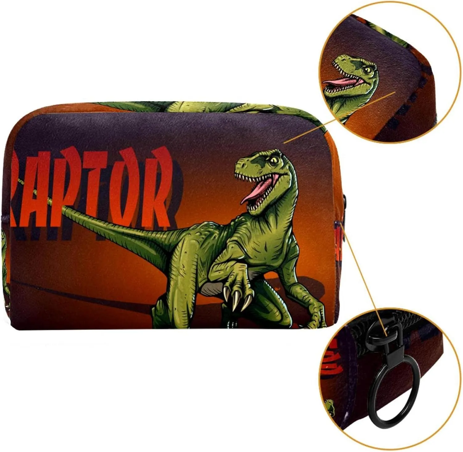 Dinosaur Animal Small Makeup Bag for Purse, Portable Cosmetic Bag Zipper Makeup Pouch for Women, Stationery, Toiletries, Travel Accessories