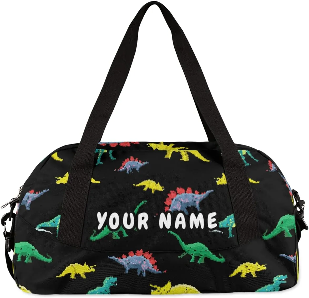 Dinosaurs Pattern Personalized Kids Duffel Bag for Girls Boys, Dinosaurs Debris Custom Dance Bag Overnight Small Duffel Bag Carry On Weekend Sports Travel Bag for School Practice Gymnastics Ballet