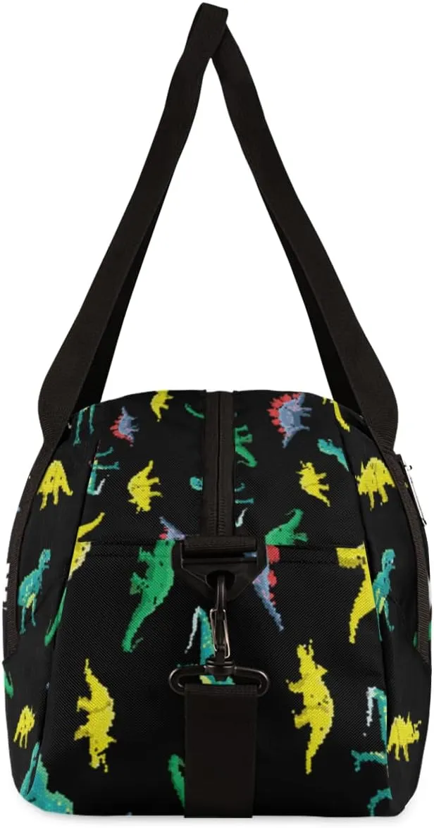 Dinosaurs Pattern Personalized Kids Duffel Bag for Girls Boys, Dinosaurs Debris Custom Dance Bag Overnight Small Duffel Bag Carry On Weekend Sports Travel Bag for School Practice Gymnastics Ballet