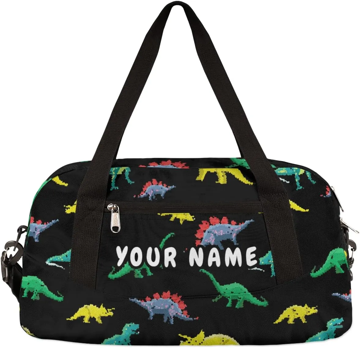 Dinosaurs Pattern Personalized Kids Duffel Bag for Girls Boys, Dinosaurs Debris Custom Dance Bag Overnight Small Duffel Bag Carry On Weekend Sports Travel Bag for School Practice Gymnastics Ballet