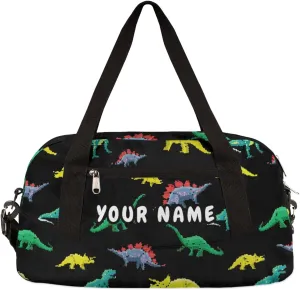 Dinosaurs Pattern Personalized Kids Duffel Bag for Girls Boys, Dinosaurs Debris Custom Dance Bag Overnight Small Duffel Bag Carry On Weekend Sports Travel Bag for School Practice Gymnastics Ballet