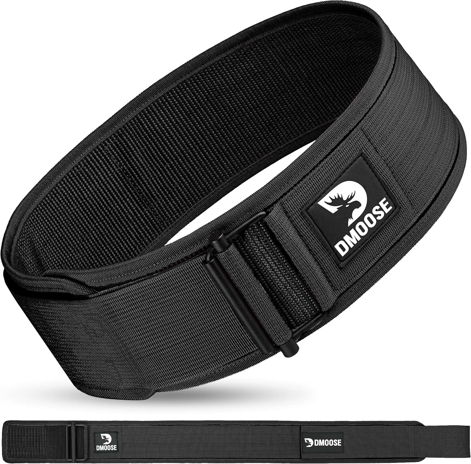 DMoose Weight Lifting Belt - Auto Locking Gym Belt for Olympic Training, WOD, Cross Training for Men and Women - 4" Nylon Workout belt with Adjustable Buckle - Provides Lumbar Support and Stability