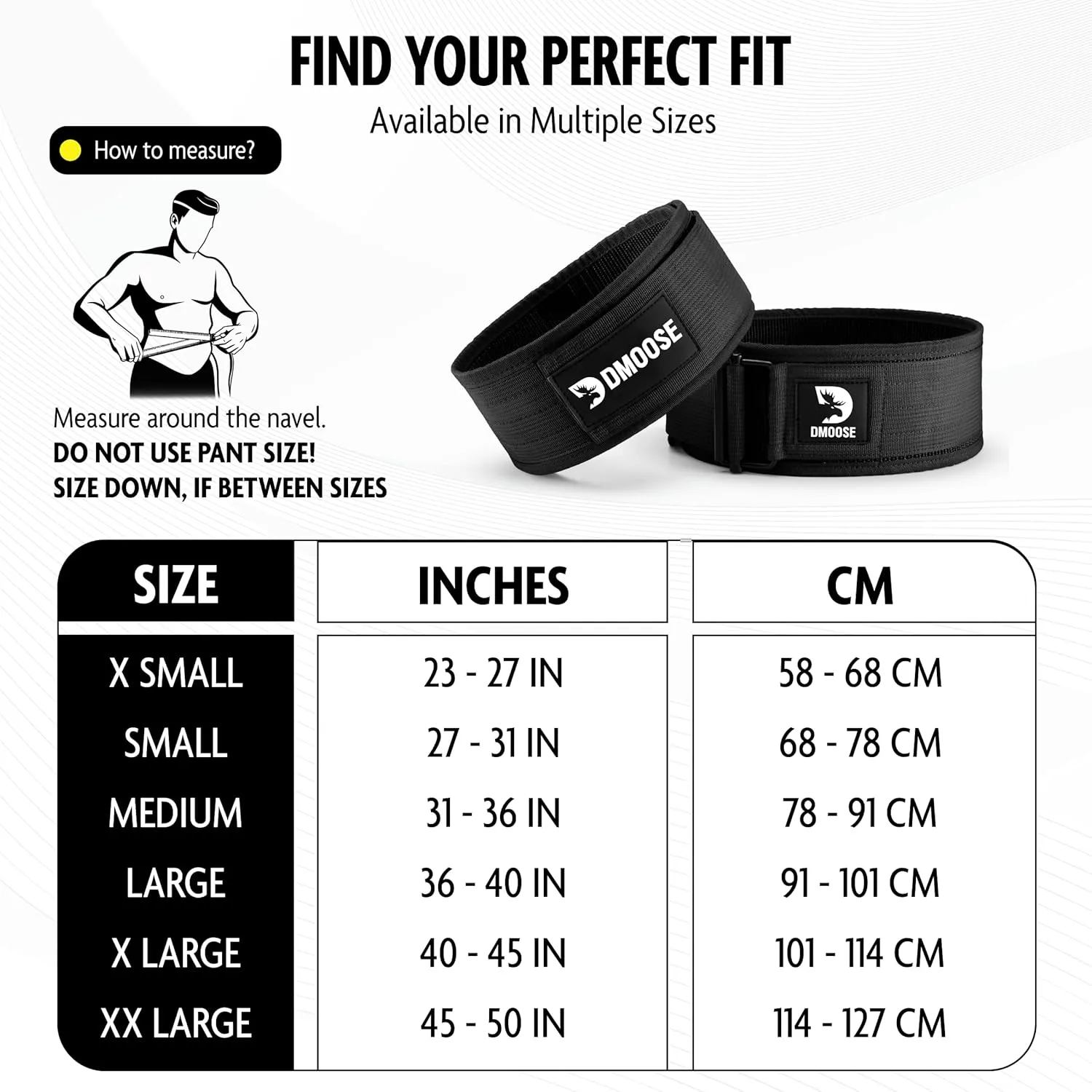 DMoose Weight Lifting Belt - Auto Locking Gym Belt for Olympic Training, WOD, Cross Training for Men and Women - 4" Nylon Workout belt with Adjustable Buckle - Provides Lumbar Support and Stability