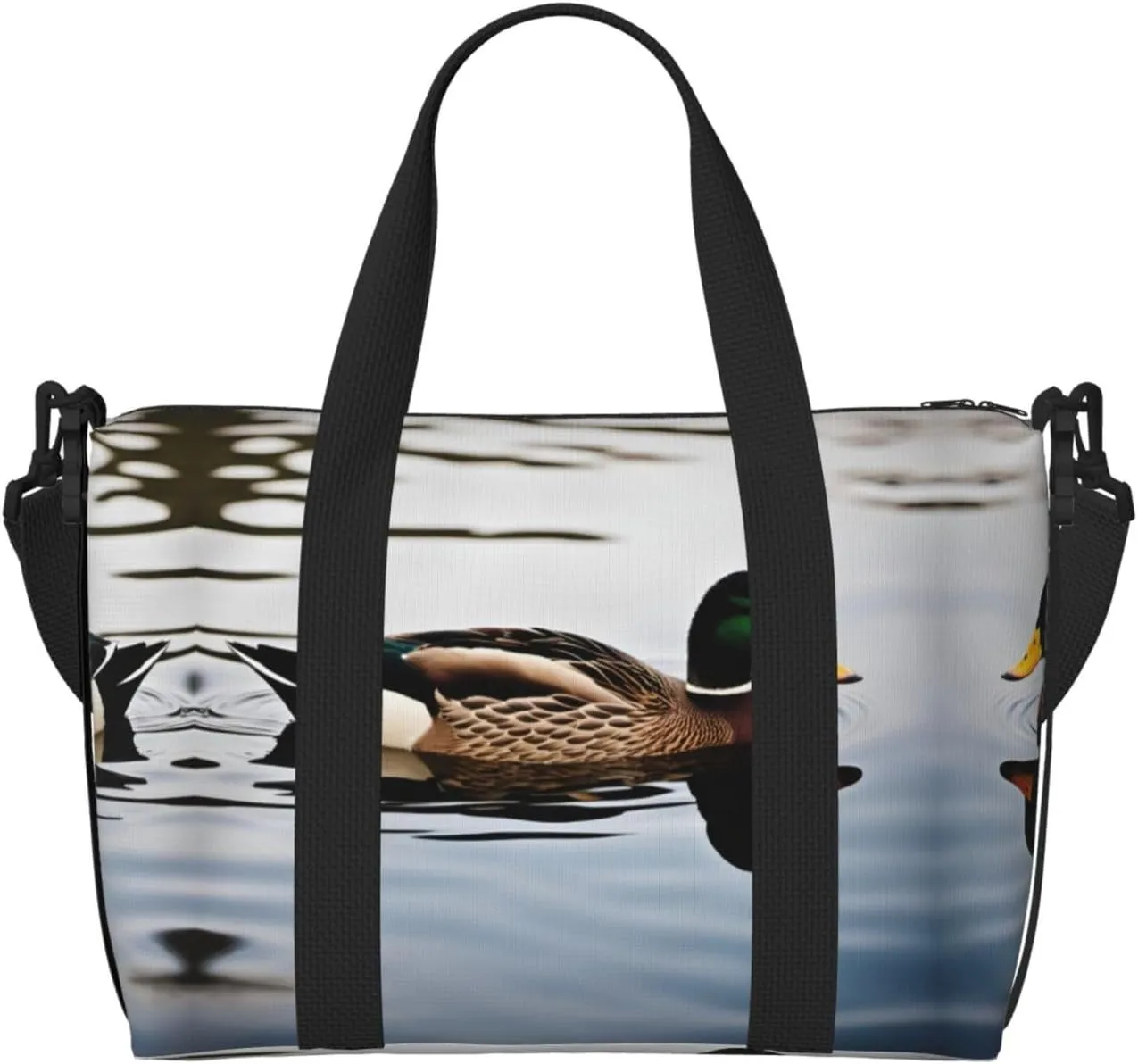 domestic duck print Gym Bag for Women,Carry on Weekender Overnight Duffle Bag,Personal Item Tote Bag