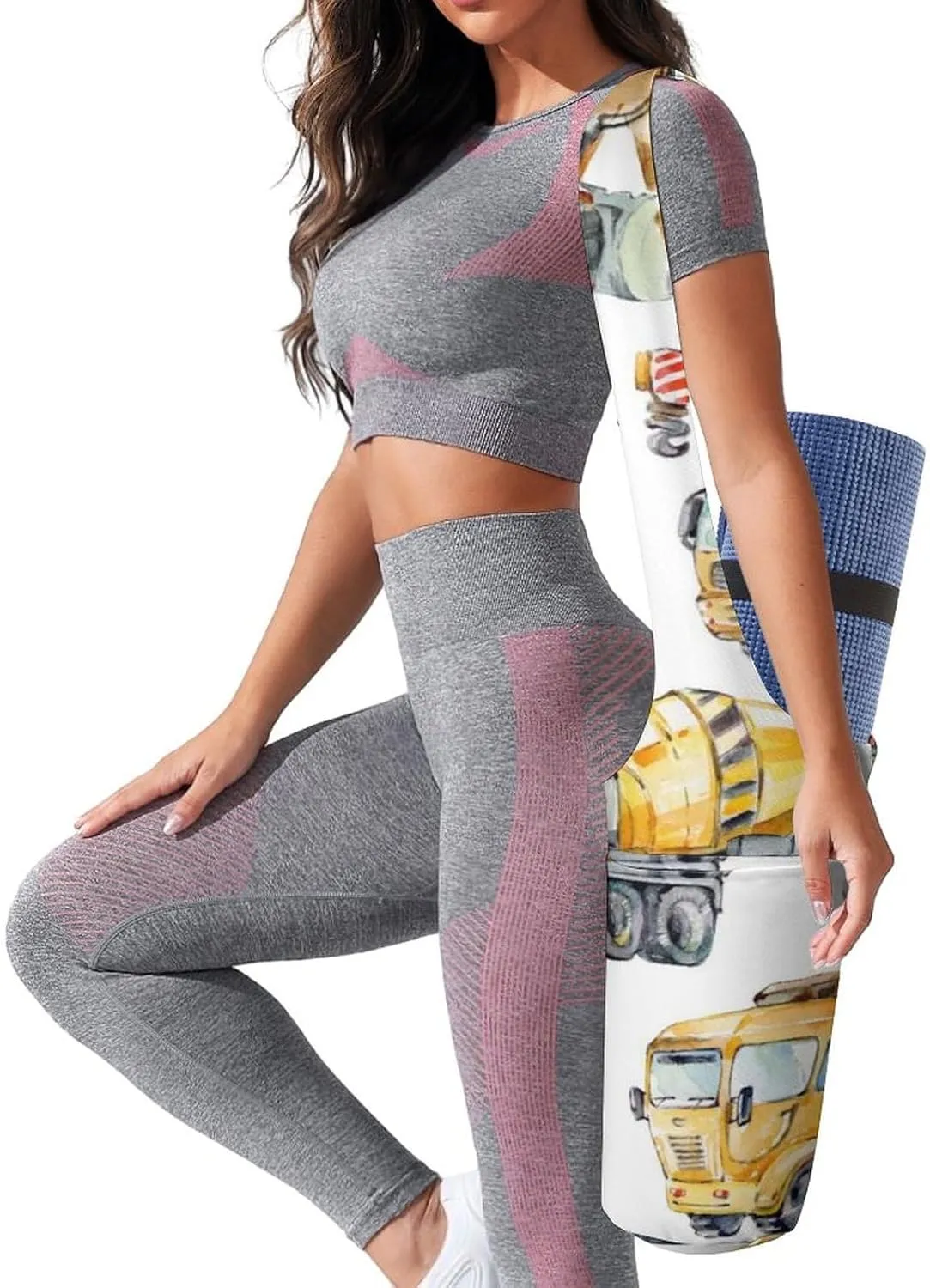 Donnapink Yoga Mat Bag, Canvas Storage Bag with Pocket Shoulder Strap, Fashion Mat Bag