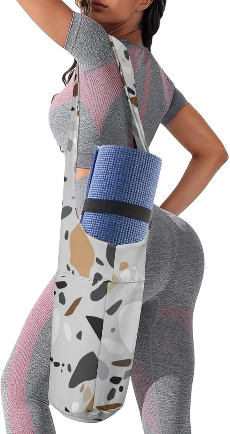 Donnapink Yoga Mat Bag, Canvas Storage Bag with Pocket Shoulder Strap, Fashion Mat Bag