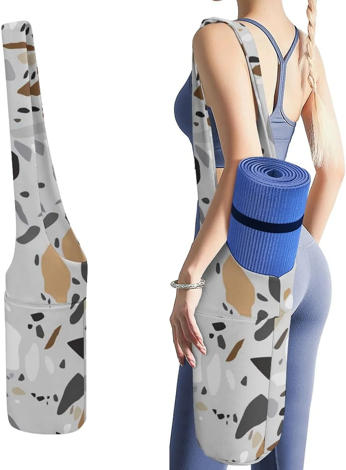 Donnapink Yoga Mat Bag, Canvas Storage Bag with Pocket Shoulder Strap, Fashion Mat Bag