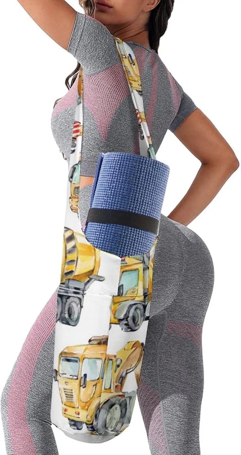 Donnapink Yoga Mat Bag, Canvas Storage Bag with Pocket Shoulder Strap, Fashion Mat Bag