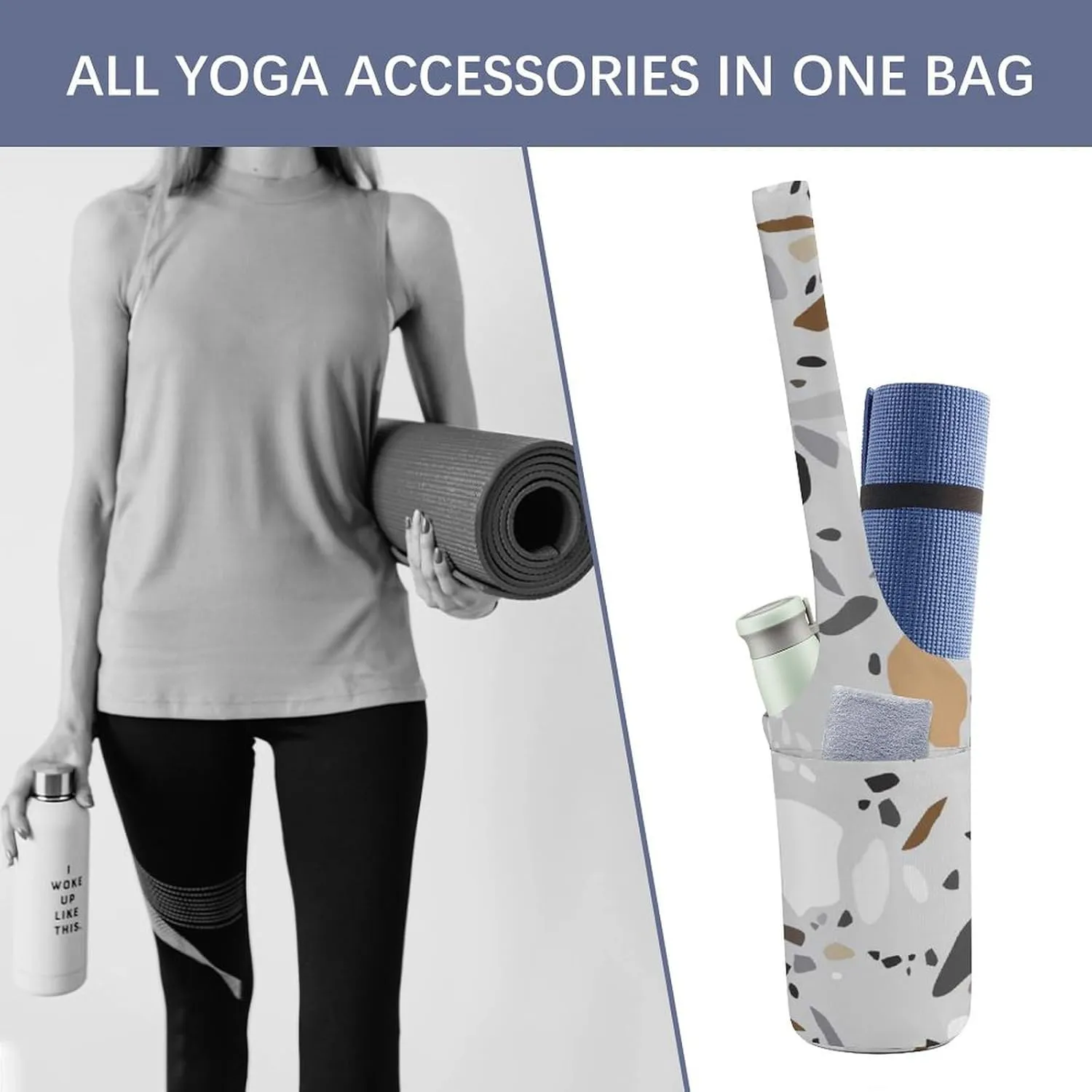 Donnapink Yoga Mat Bag, Canvas Storage Bag with Pocket Shoulder Strap, Fashion Mat Bag