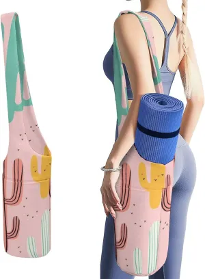 Donnapink Yoga Mat Bag, Canvas Storage Bag with Pocket Shoulder Strap, Fashion Mat Bag
