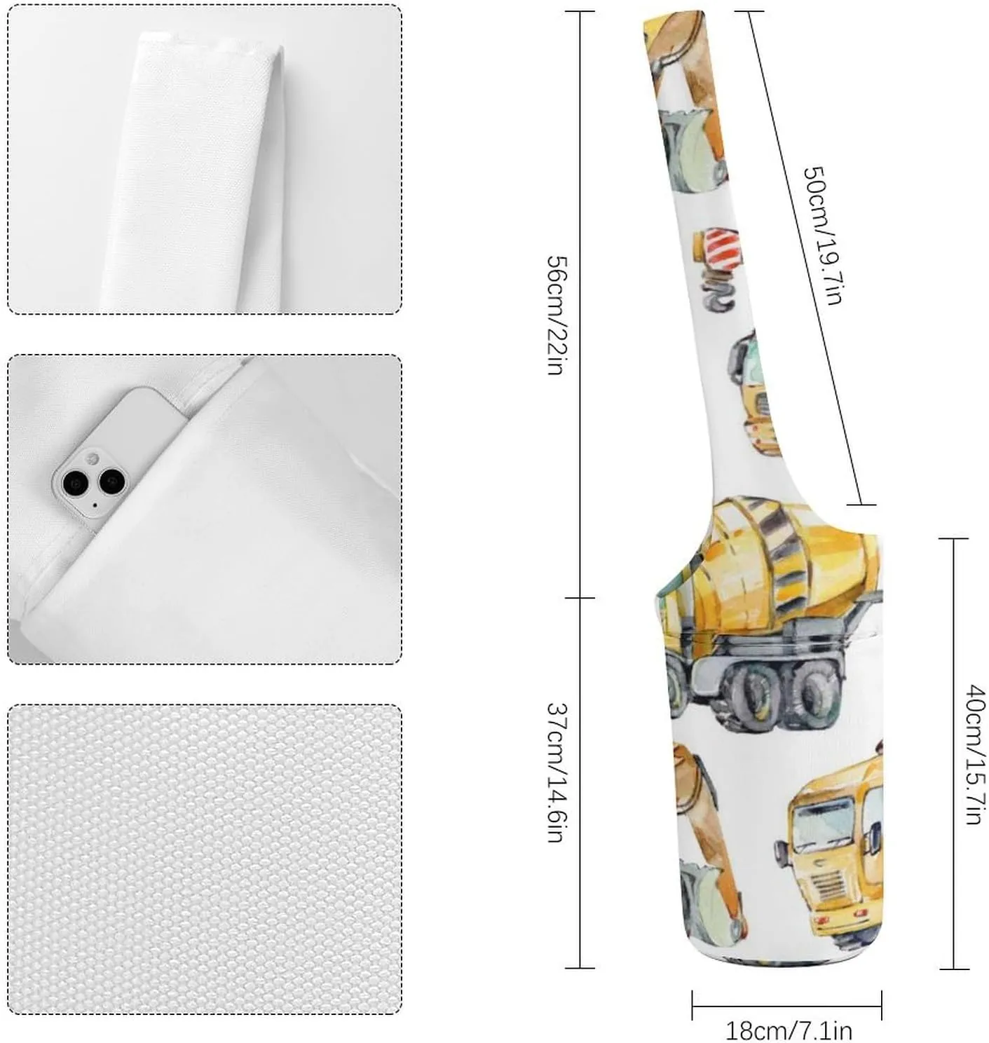 Donnapink Yoga Mat Bag, Canvas Storage Bag with Pocket Shoulder Strap, Fashion Mat Bag