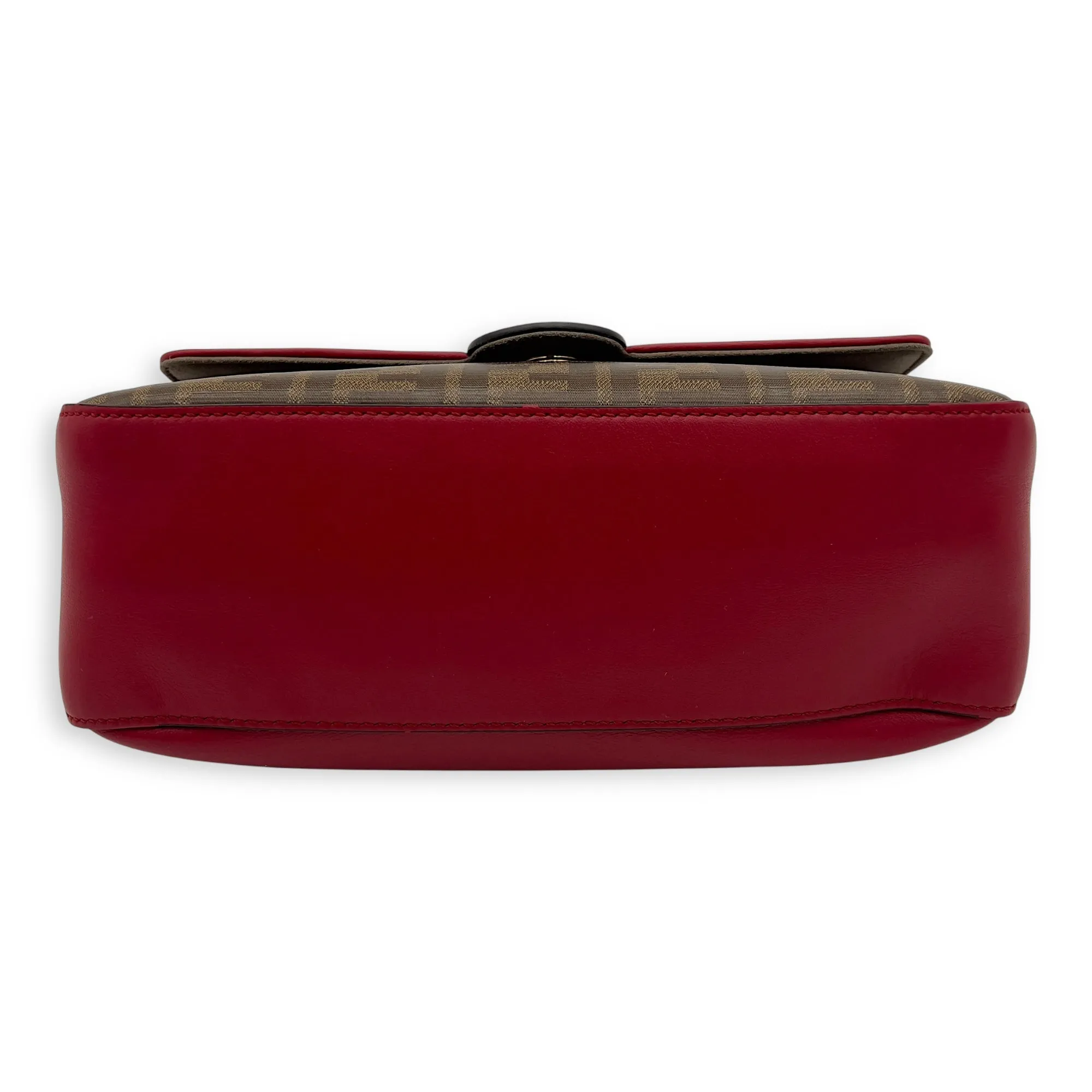 Double F Shoulder Bag Brown in Coated Canvas, Gold hardware