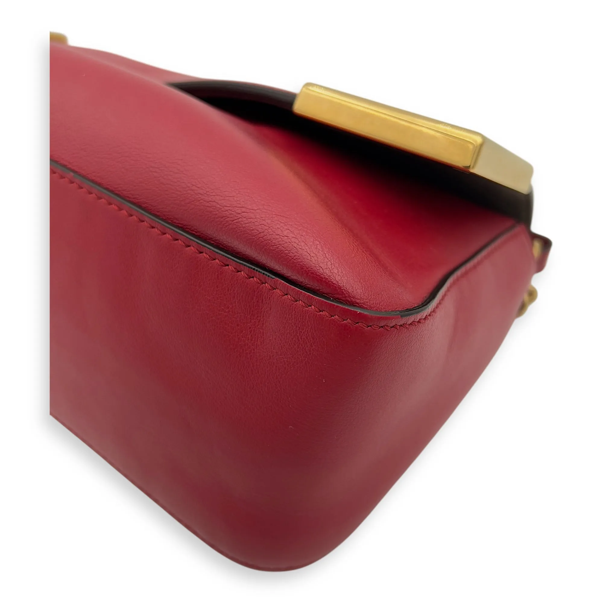 Double F Shoulder Bag Brown in Coated Canvas, Gold hardware