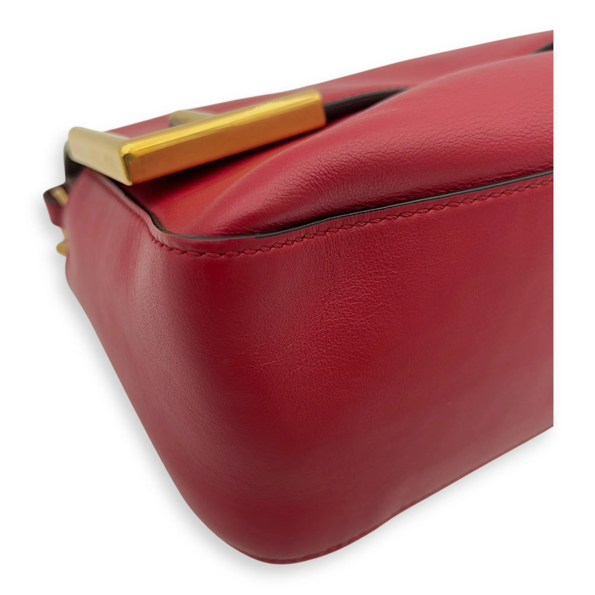 Double F Shoulder Bag Brown in Coated Canvas, Gold hardware