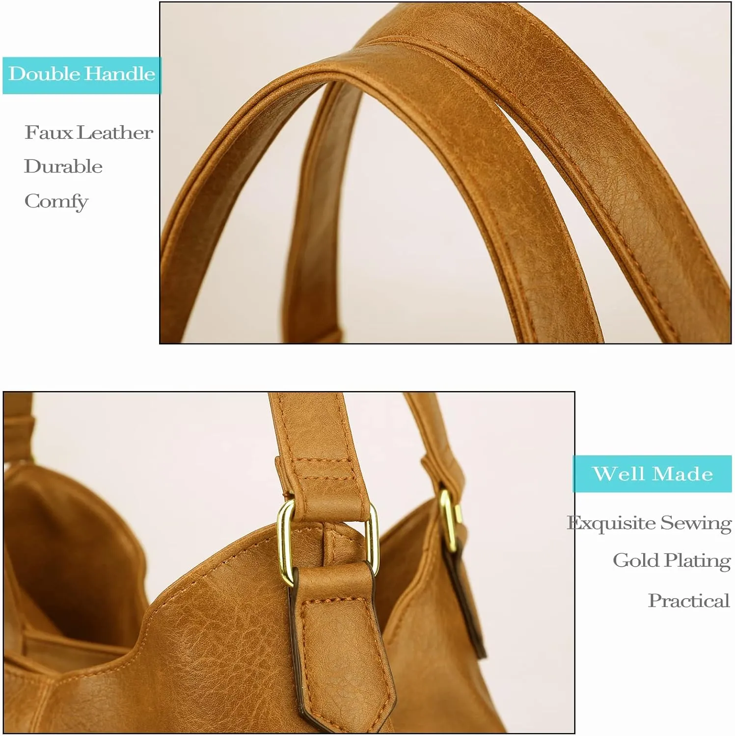 DOURR Women's Multi-pocket Shoulder Bag Fashion Vegan Leather Handbag Tote Purse