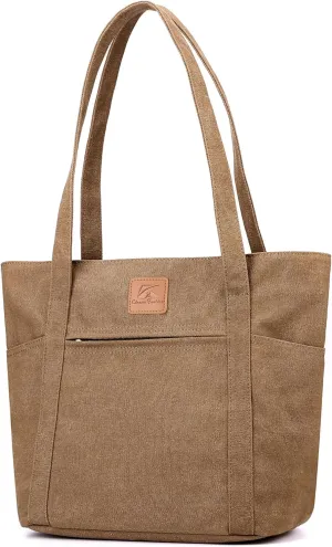 DOURR Womens Shoulder Handbags Heavy Duty Canvas Work Tote Retro Bucket Bag