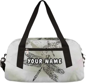 Dragonfly Personalized Kids Duffel Bag for Girls Boys, Dragonfly Debris Custom Dance Bag Overnight Small Duffel Bag Carry On Weekend Sports Travel Bag for School Practice Gymnastics Ballet