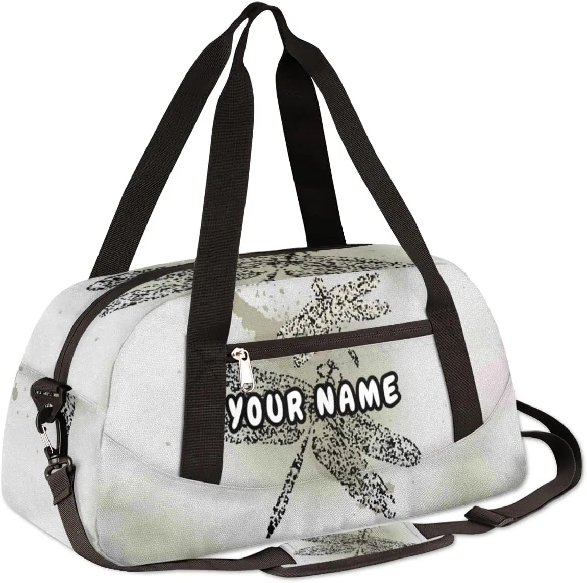 Dragonfly Personalized Kids Duffel Bag for Girls Boys, Dragonfly Debris Custom Dance Bag Overnight Small Duffel Bag Carry On Weekend Sports Travel Bag for School Practice Gymnastics Ballet