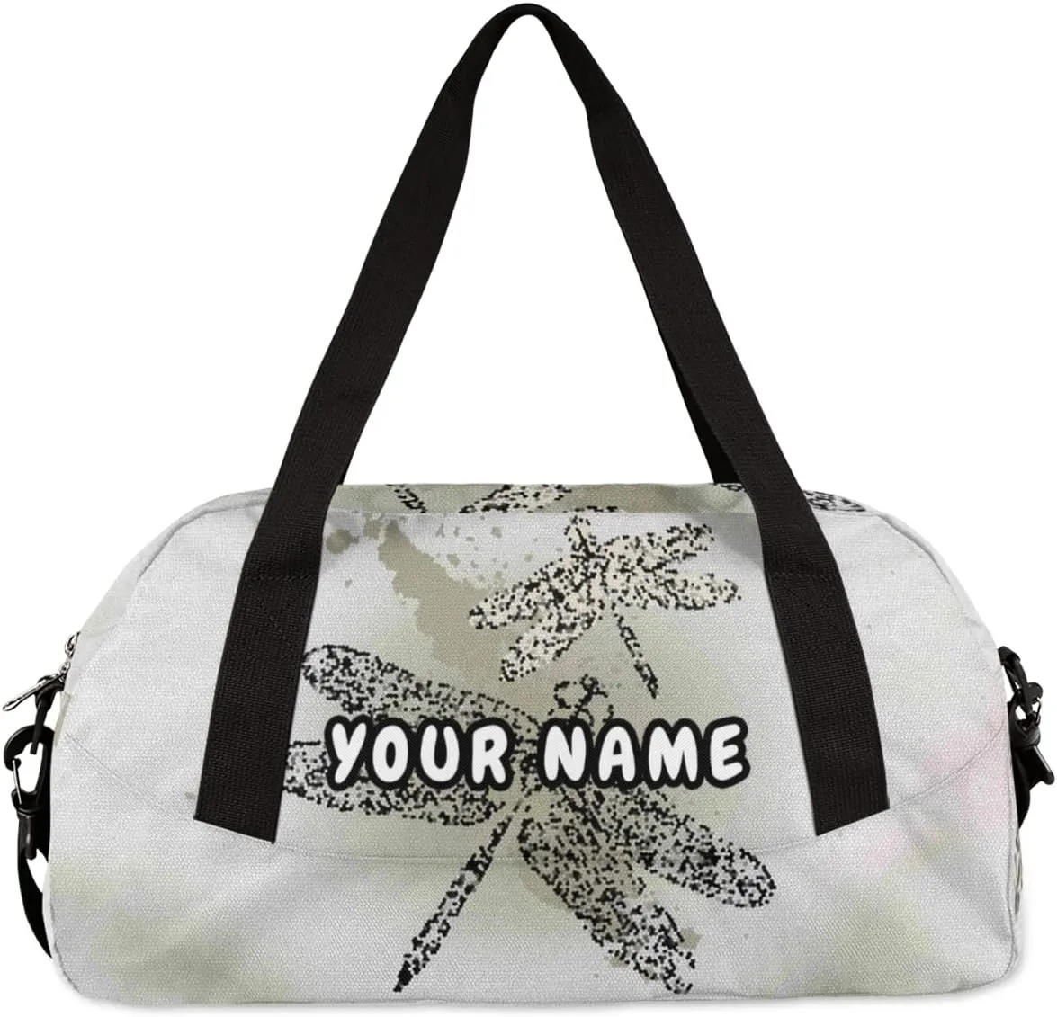 Dragonfly Personalized Kids Duffel Bag for Girls Boys, Dragonfly Debris Custom Dance Bag Overnight Small Duffel Bag Carry On Weekend Sports Travel Bag for School Practice Gymnastics Ballet