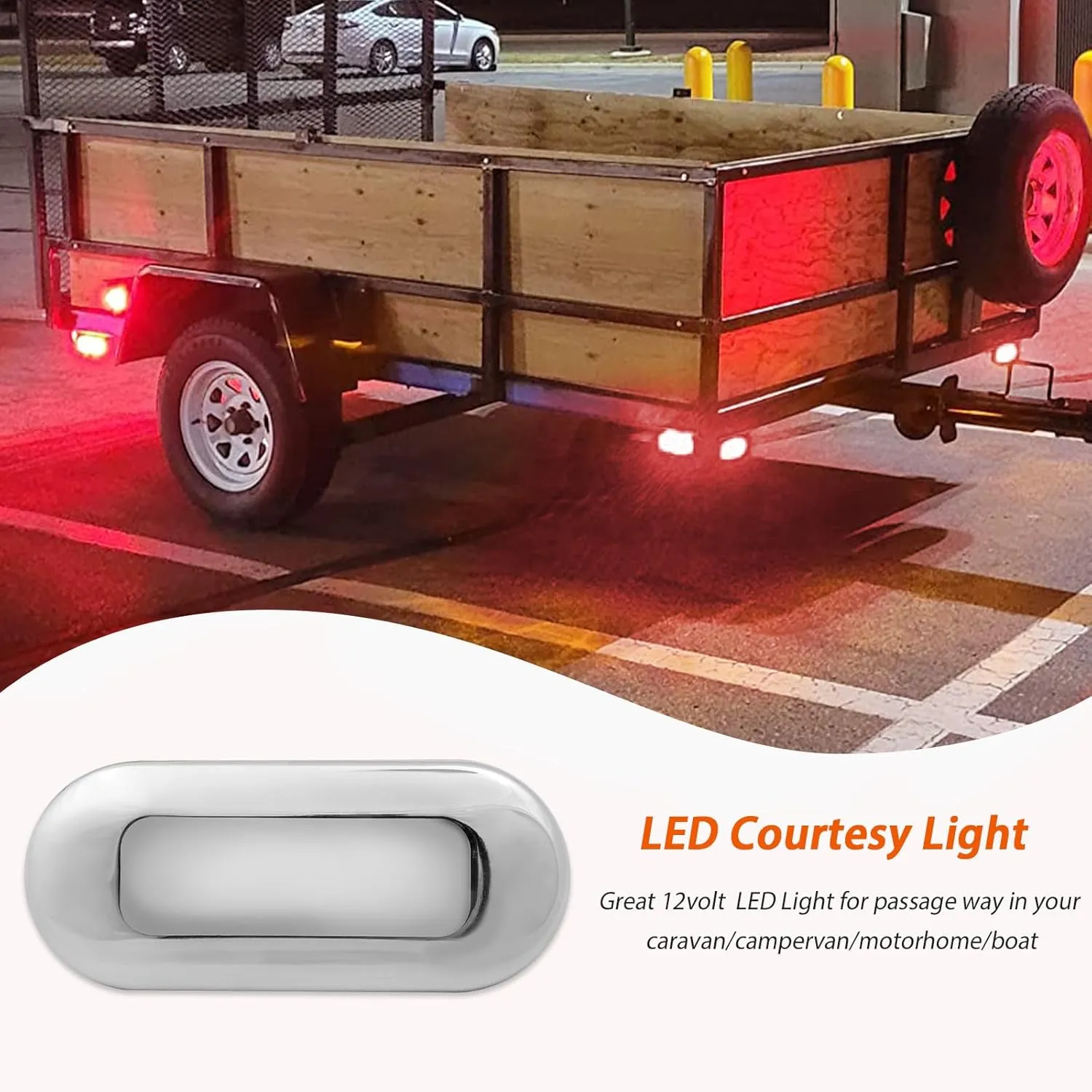Dream lighting Marine Boat Courtesy Lights LED Decking Stairway Step Light Red Lighting Stainless Steel Cover 3inch Pack of 6