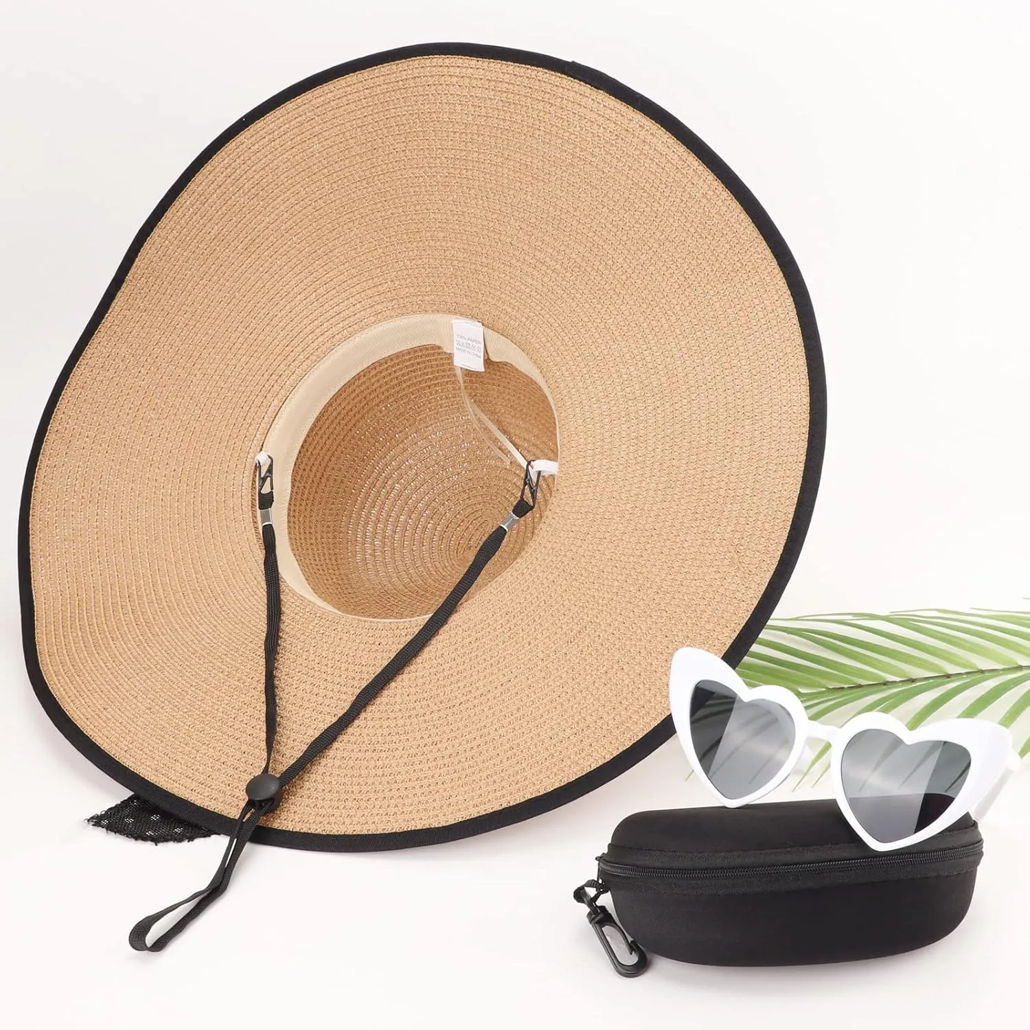 DRESHOW Beach Hats for Women Big Straw Wide Brim Summer Hat Floppy Foldable Roll up Cap Sun Hat UPF 50 