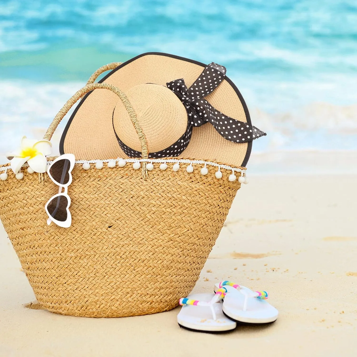 DRESHOW Beach Hats for Women Big Straw Wide Brim Summer Hat Floppy Foldable Roll up Cap Sun Hat UPF 50 