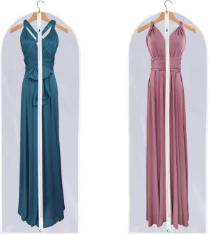 Dress Bags for Gowns Long - Foldable, 65" Clear Garment Bags for Closet Storage and Travel 24"x65"/ 2 Pack