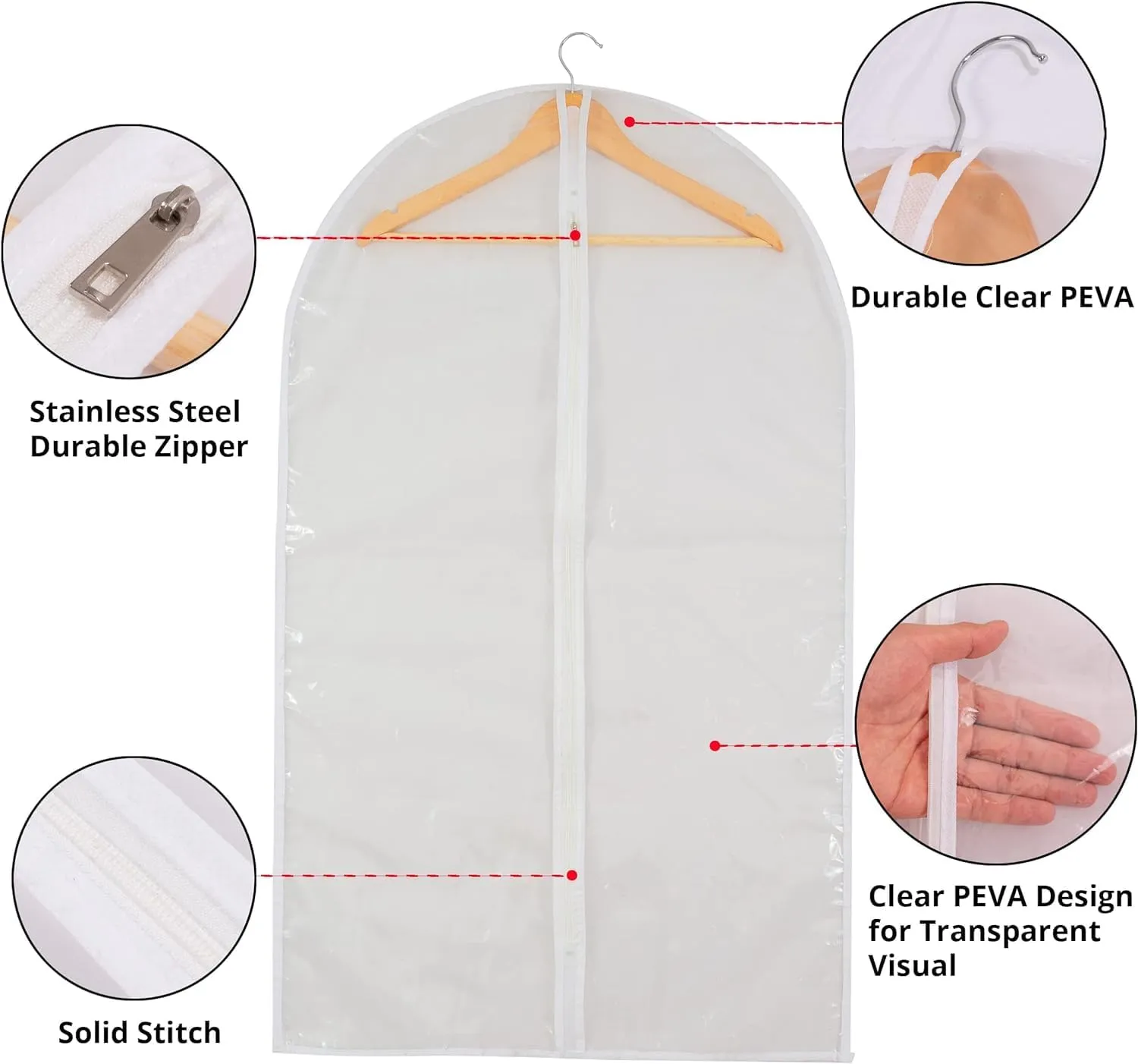 Dress Bags for Gowns Long - Foldable, 65" Clear Garment Bags for Closet Storage and Travel 24"x65"/ 2 Pack