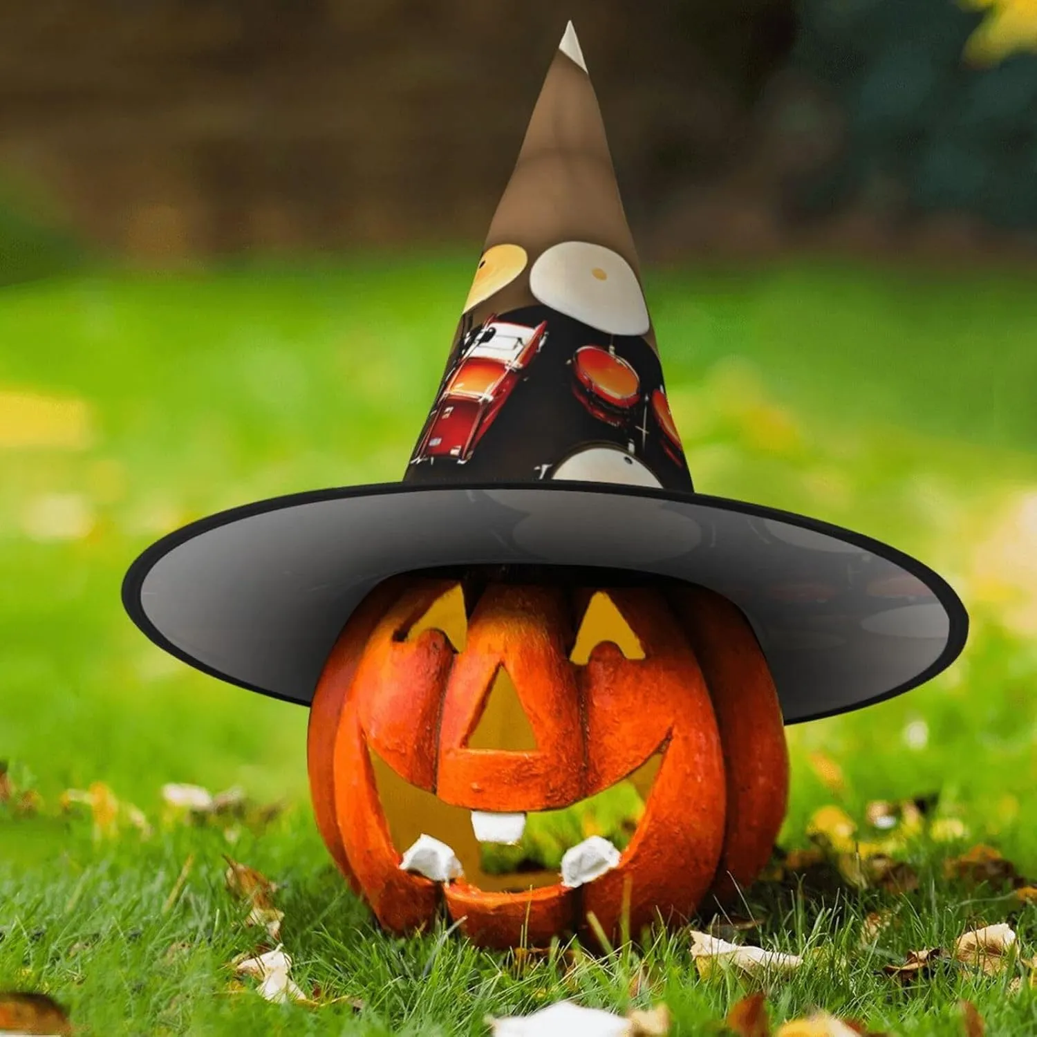 Drum Set-Standard Print Funny Halloween Hats Witch Hats For Men, Women, Halloween Parties Costume Events
